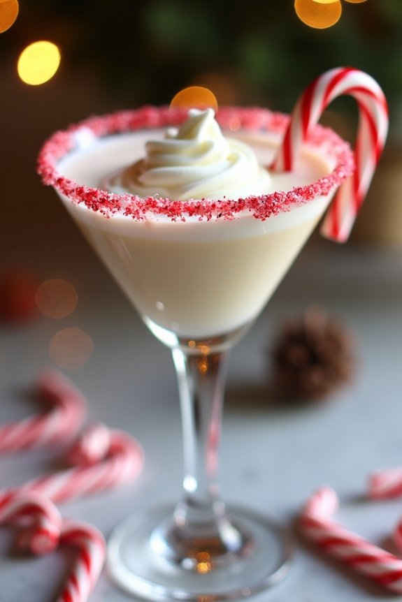 festive peppermint eggnog martini