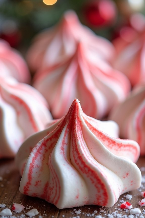 festive peppermint meringue cookies