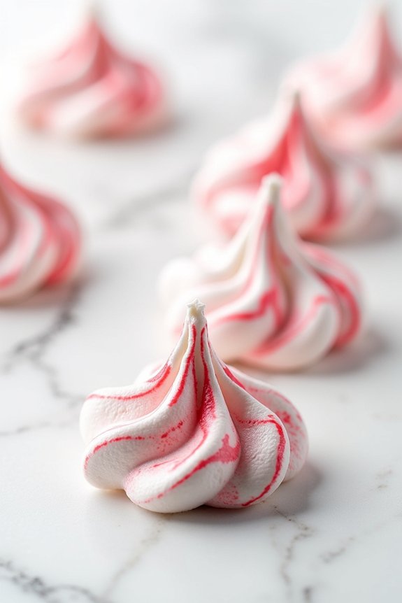 festive peppermint meringue kisses