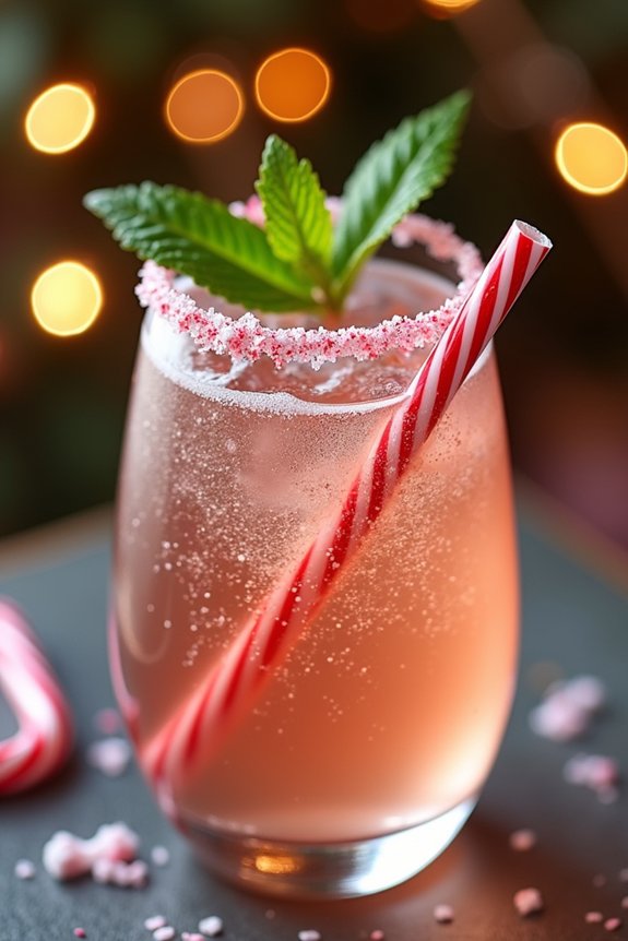 festive peppermint prosecco cocktail