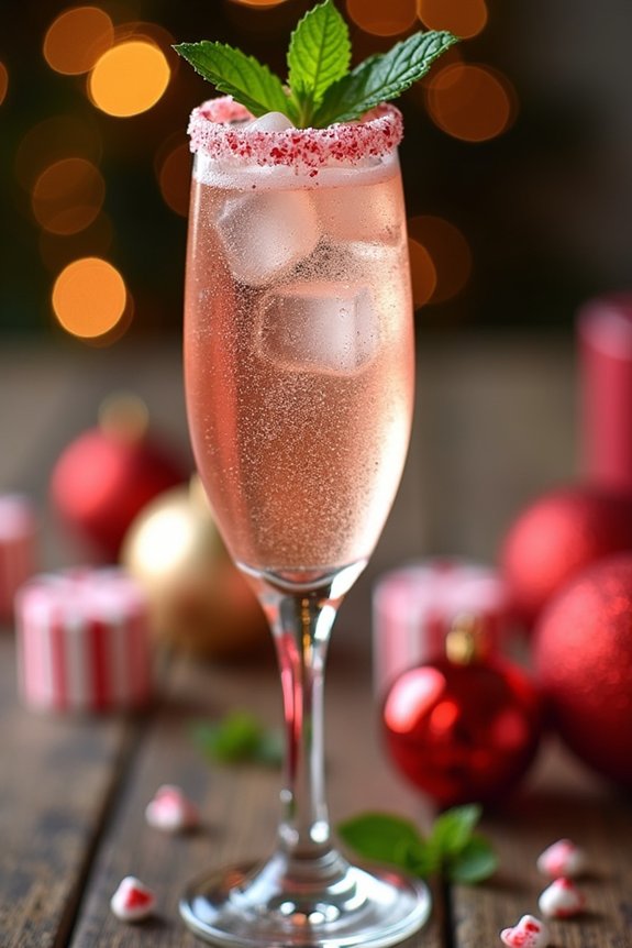 festive peppermint prosecco cocktail