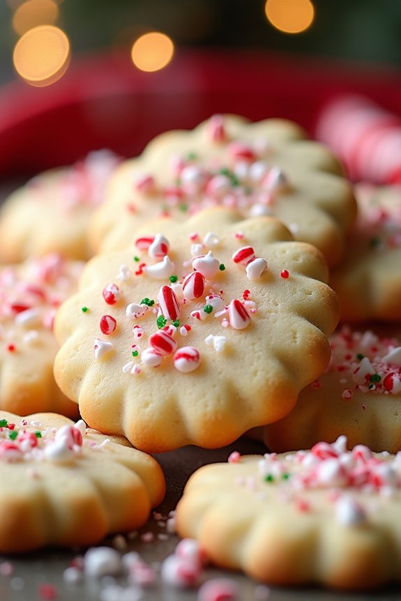 festive peppermint shortbread cookies
