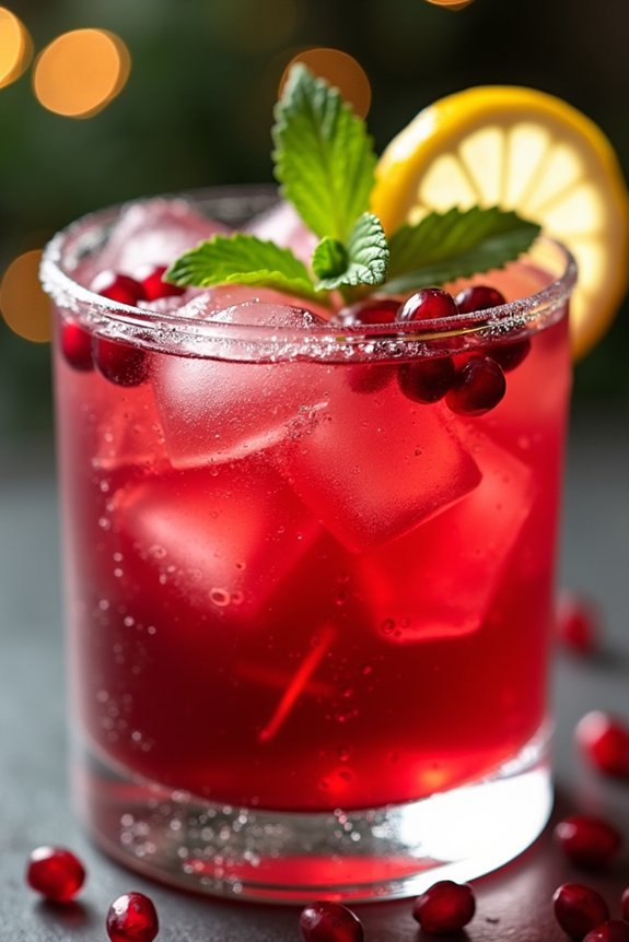 festive pomegranate bourbon cocktail