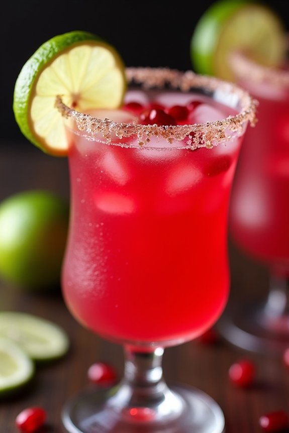 festive pomegranate lime margarita