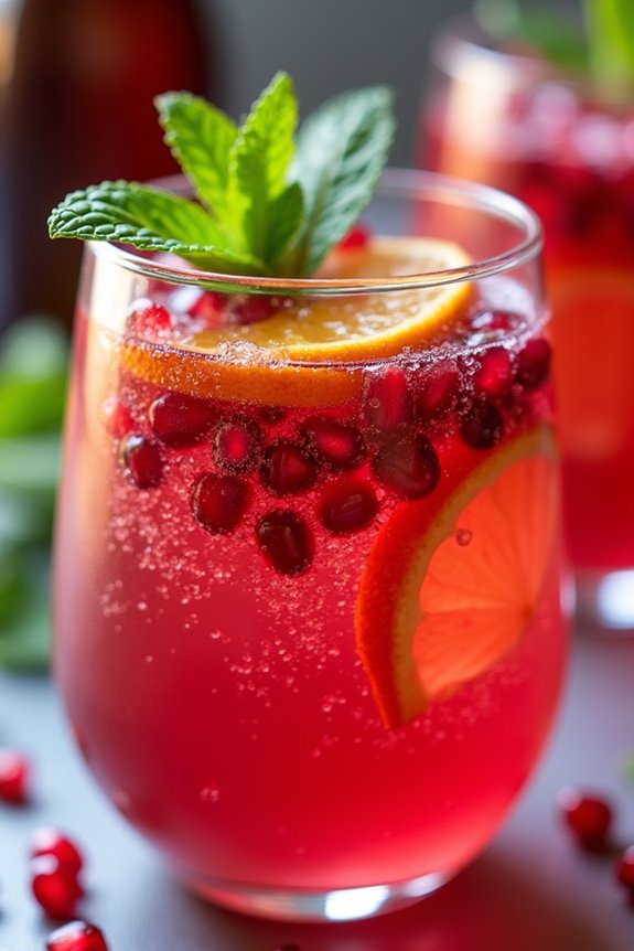 festive pomegranate prosecco punch