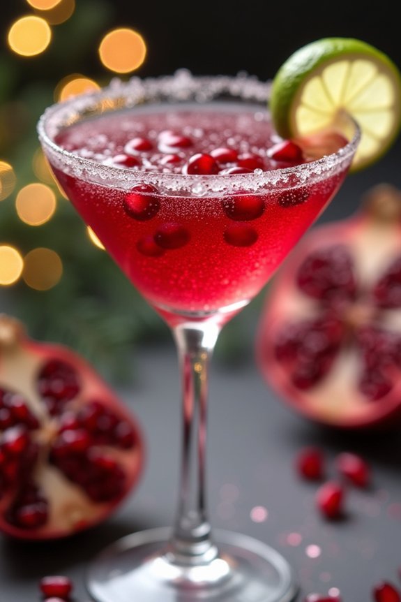 festive pomegranate sparkle martini