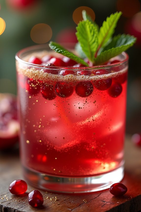 festive pomegranate sparkling cocktail