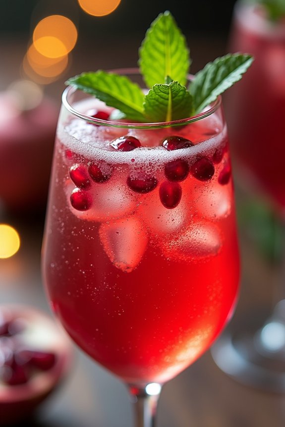 festive pomegranate sparkling cocktail