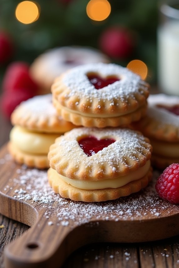 festive raspberry linzer cookies