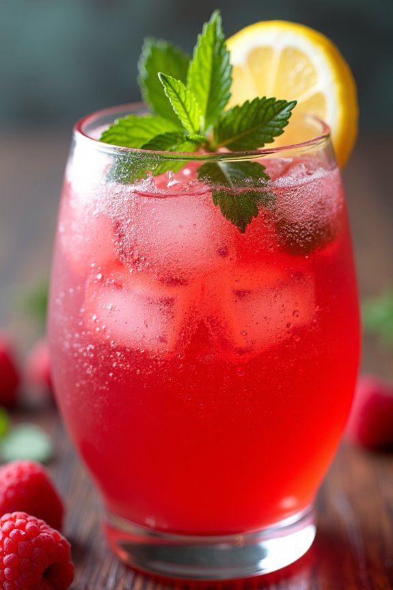 festive raspberry sparkling cocktail