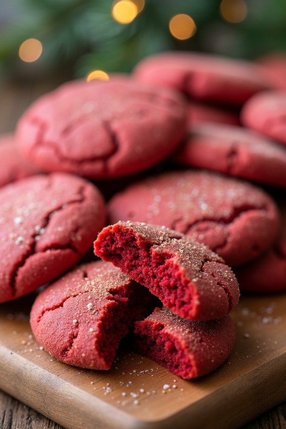 festive red velvet cookies