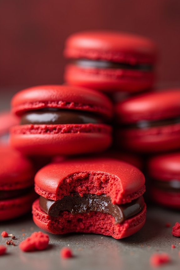 festive red velvet macarons