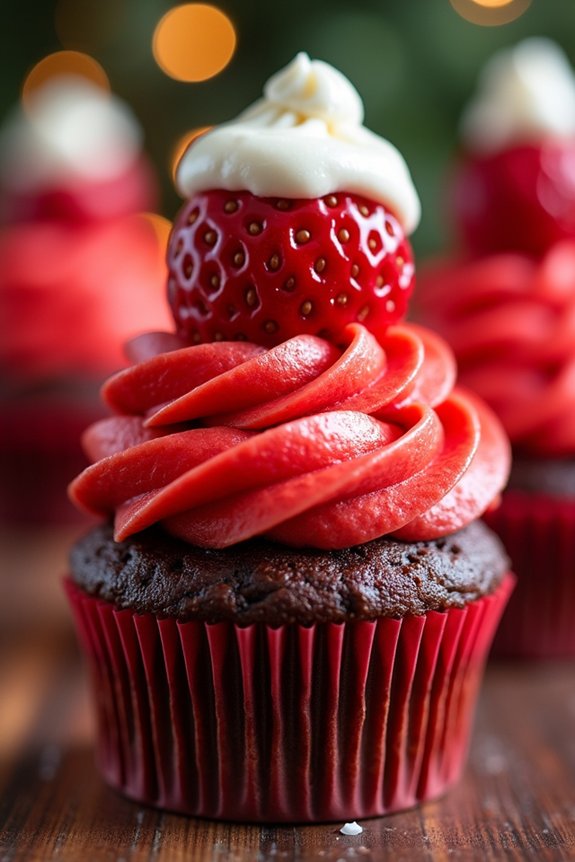 festive santa hat cupcakes