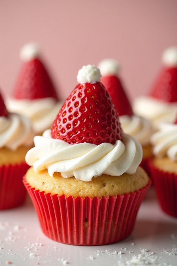 festive santa hat cupcakes