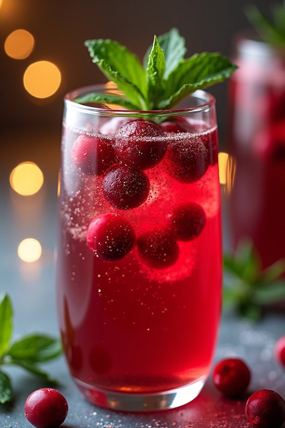 festive sparkling cranberry cocktail