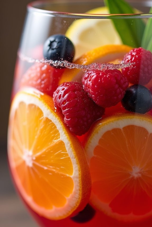 festive sparkling fruit sangria