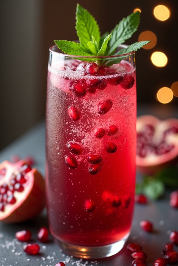 festive sparkling pomegranate cocktail