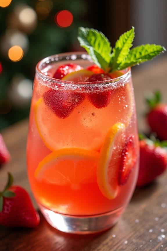 festive strawberry ros sangria