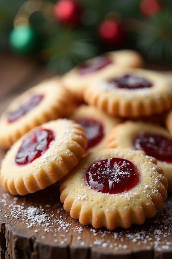 festive thumbprint jam cookies