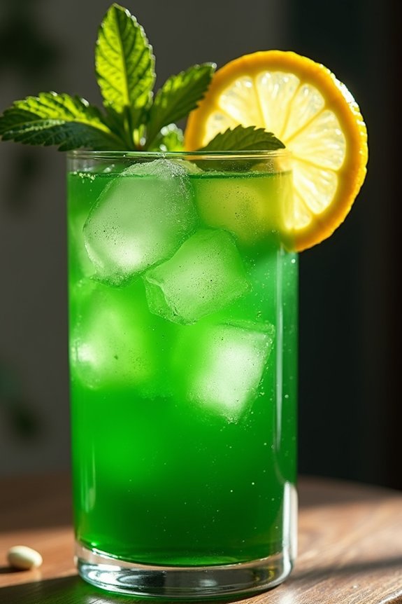 festive vibrant green cocktail