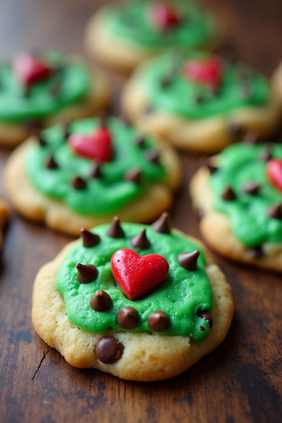 grinch inspired festive chocolate cookies