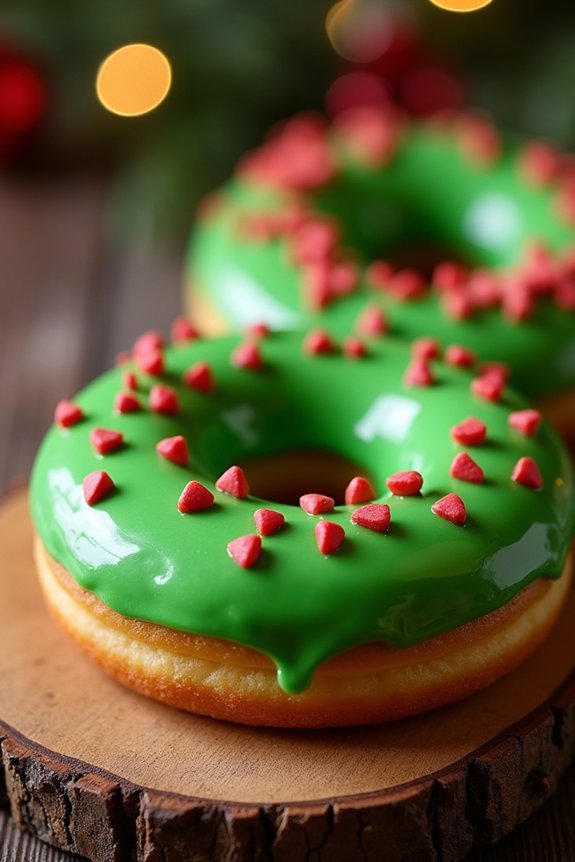 grinch inspired festive donuts
