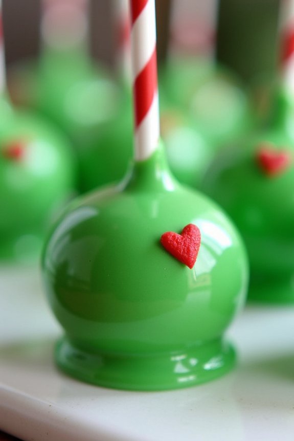 grinch themed holiday cake pops
