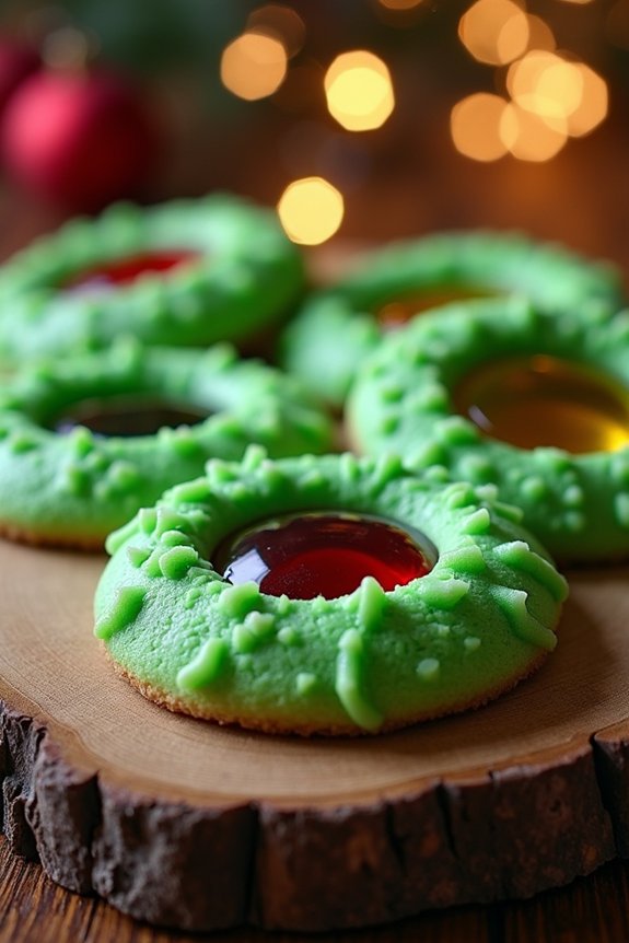 grinch themed stained glass cookies