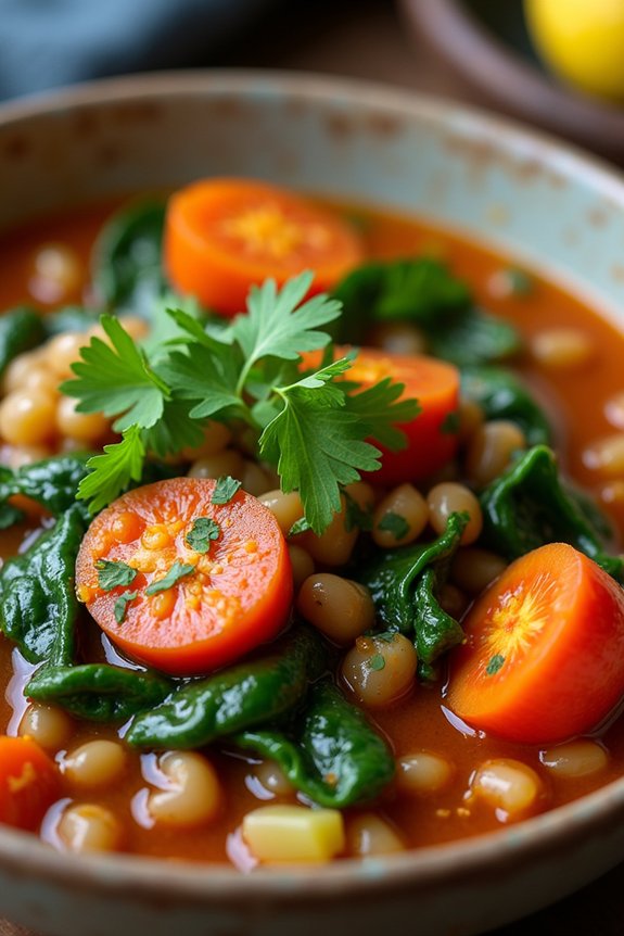 healthy lentil spinach stew