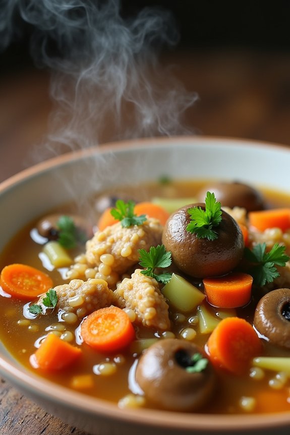 hearty chicken mushroom barley stew