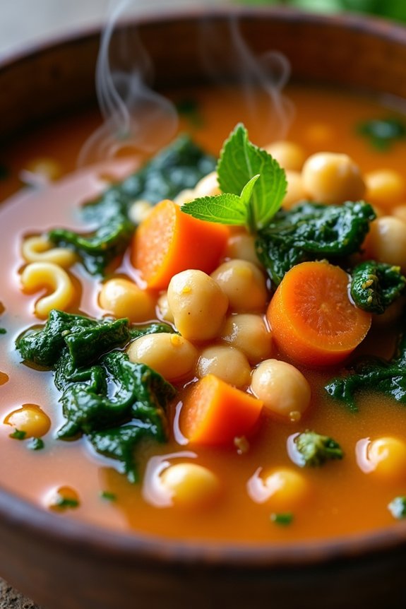 hearty chickpea spinach soup