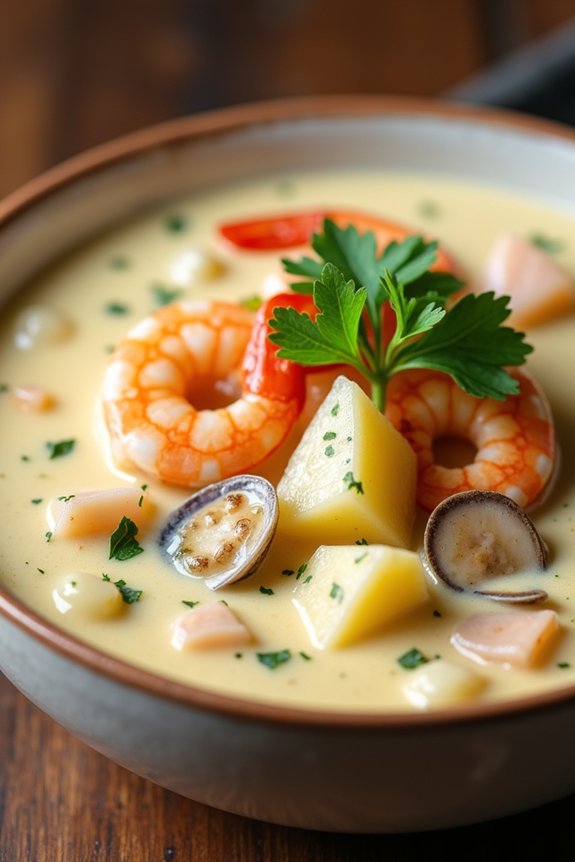 hearty creamy seafood chowder