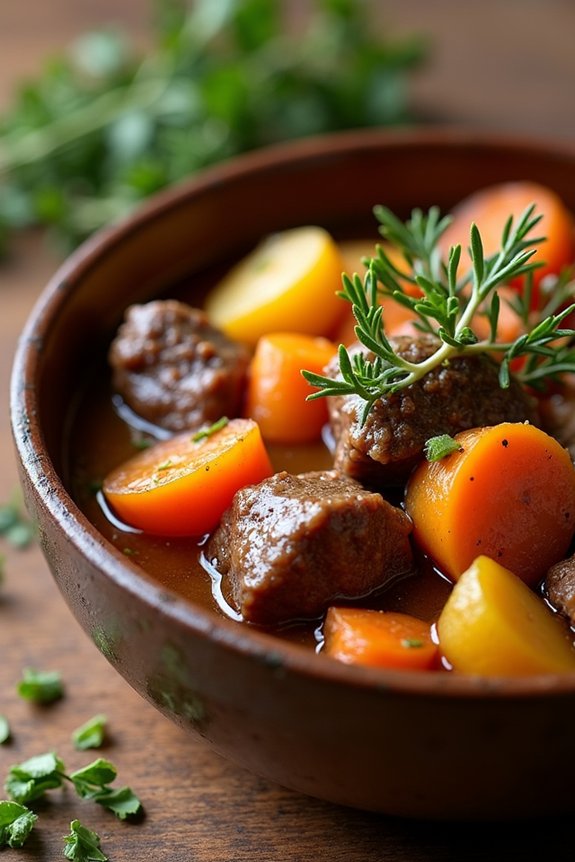 hearty herb infused beef stew