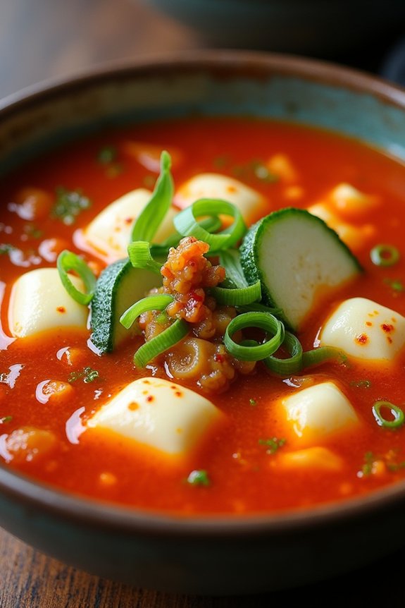 hearty kimchi tofu soup