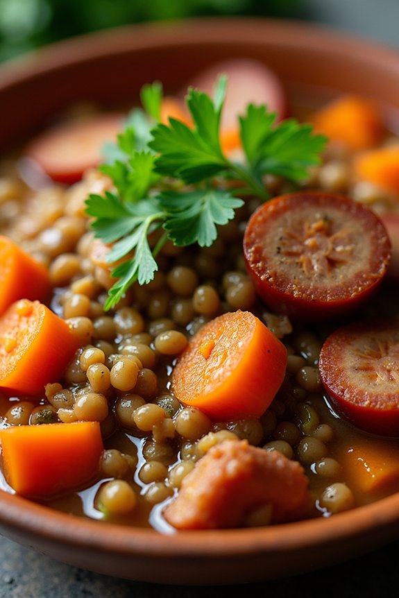 hearty lentil sausage stew