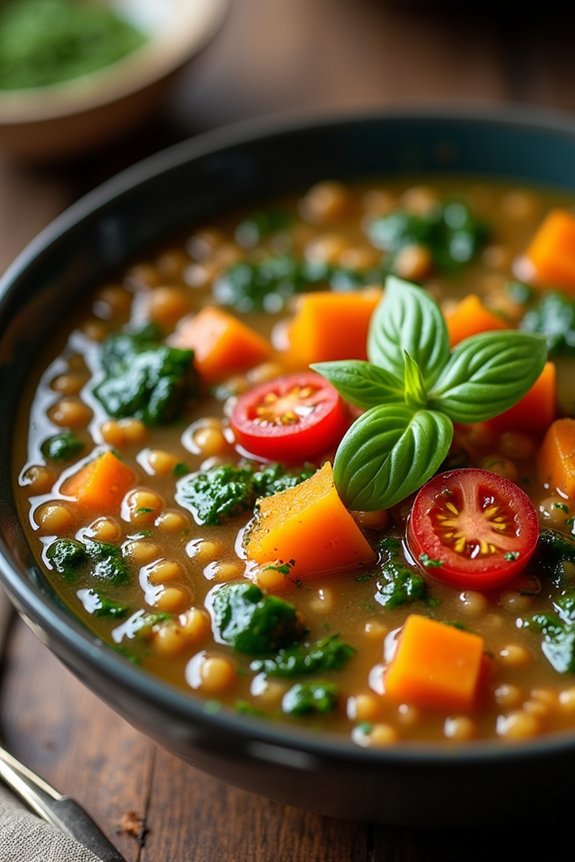 hearty lentil spinach soup