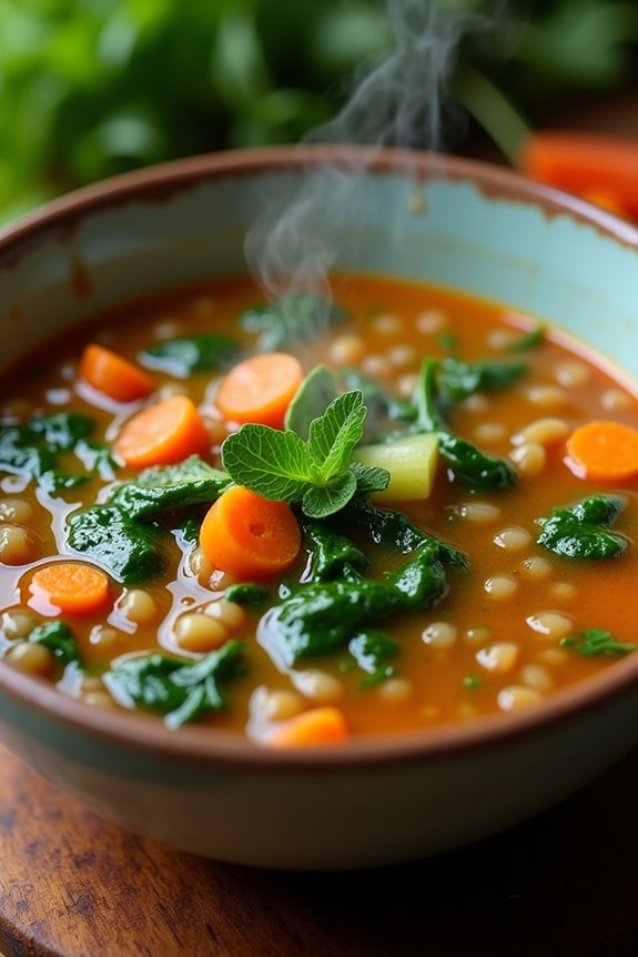 hearty lentil spinach soup
