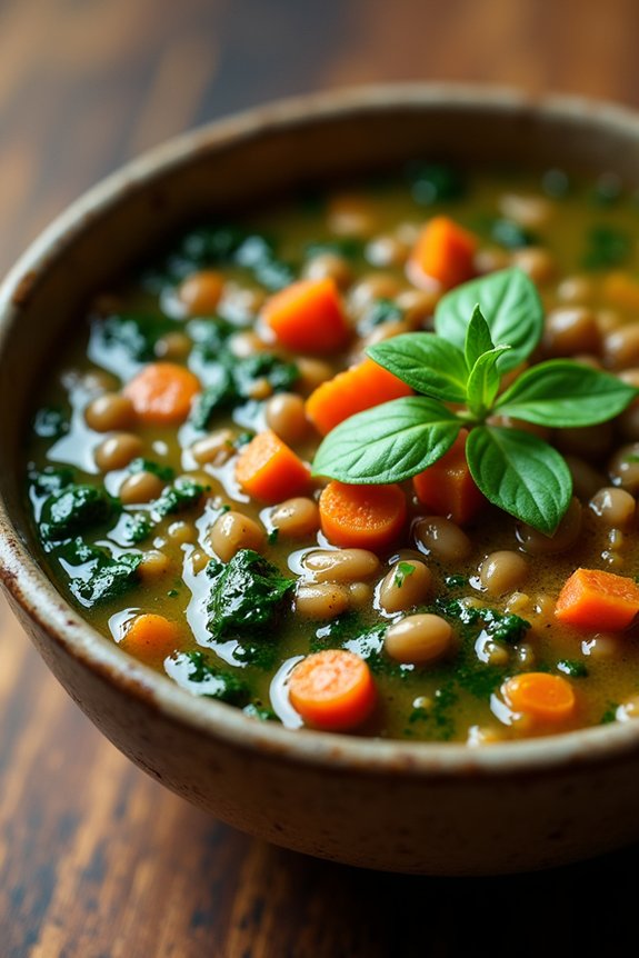 hearty lentil spinach soup