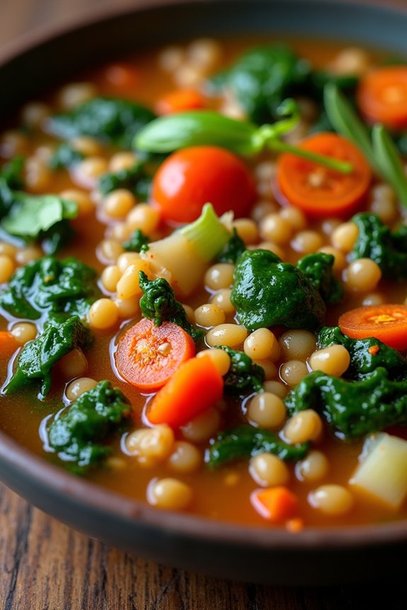 hearty lentil spinach stew