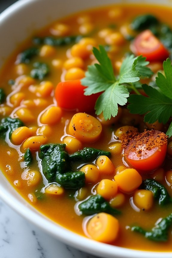 hearty lentil spinach stew