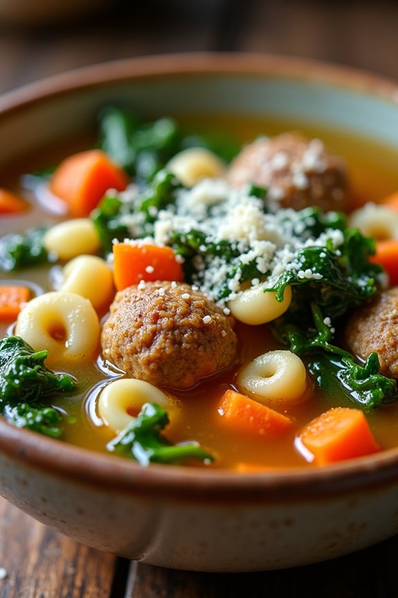 hearty meatballs in broth