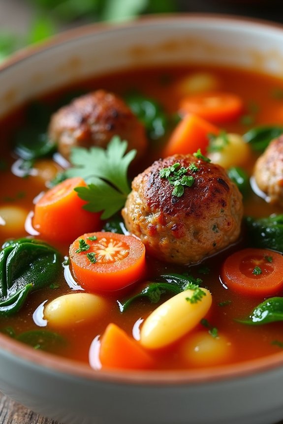 hearty mini meatball soup