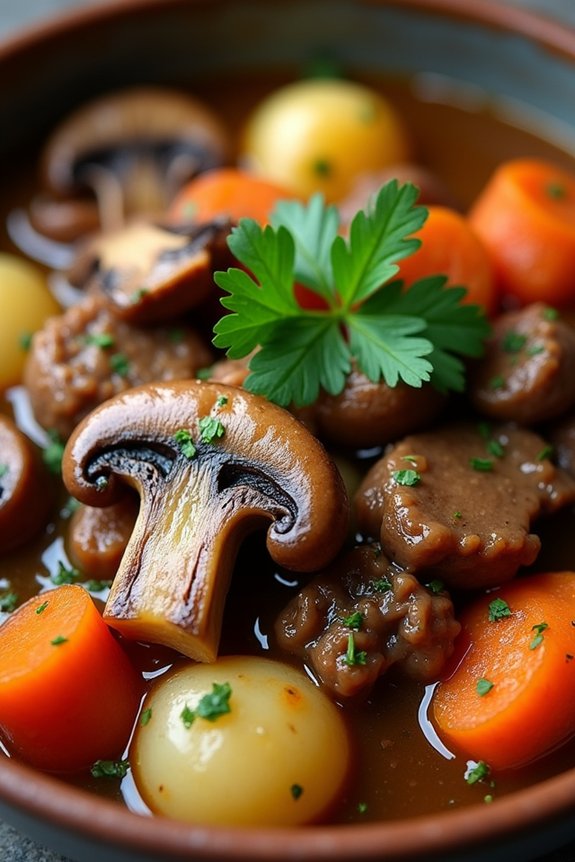 hearty mushroom beef stew
