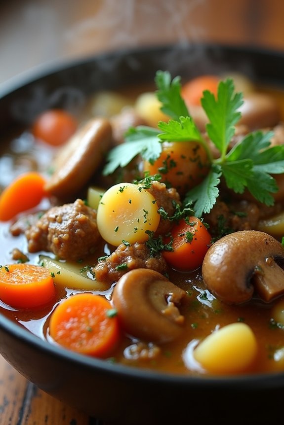 hearty mushroom beef stew