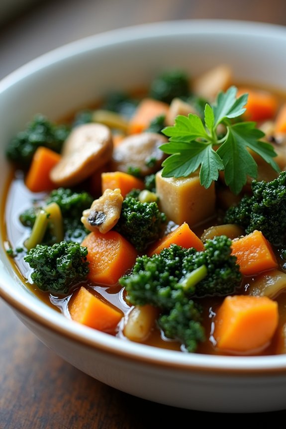 hearty mushroom kale stew