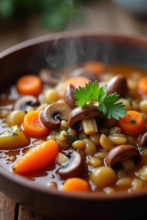 hearty mushroom lentil stew