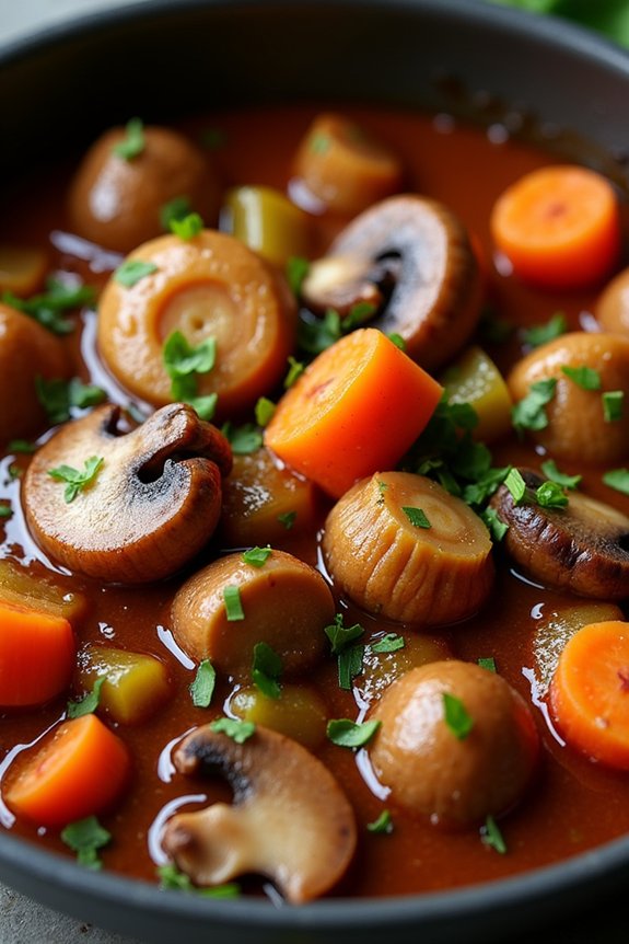 hearty mushroom red wine stew