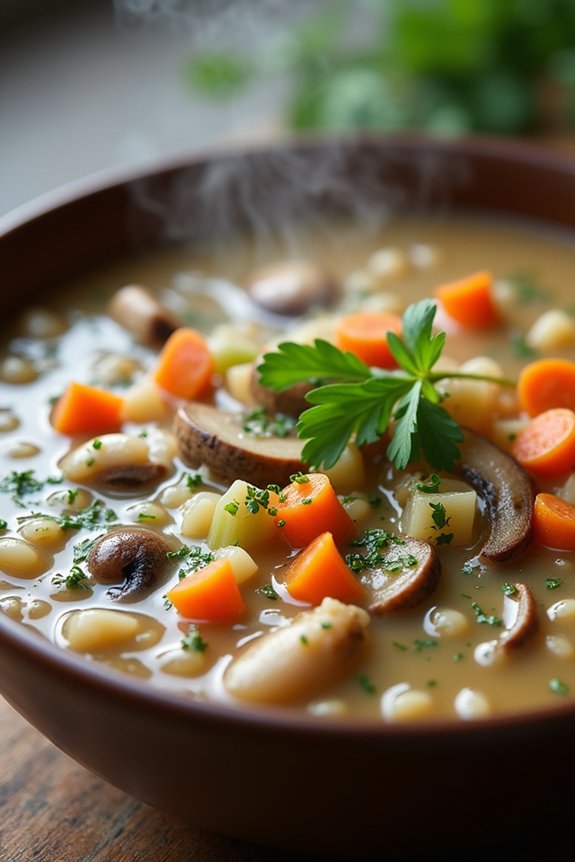 hearty mushroom wild rice soup