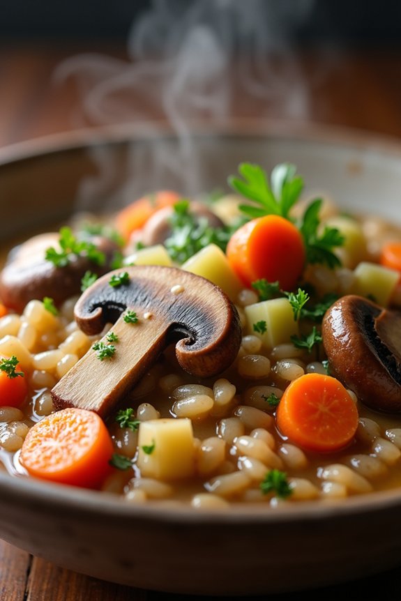 hearty mushroom wild rice stew