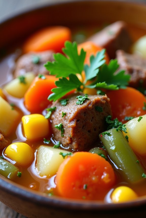 hearty nostalgic vegetable beef soup